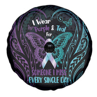 Suicide Awareness Memorial Spare Tire Cover I Wear Purple and Teal For Someone I Miss - Polynesian Pride