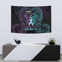 Suicide Awareness Memorial Tapestry I Wear Purple and Teal For Someone I Miss - Polynesian Pride