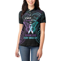 Suicide Awareness Memorial Women Polo Shirt I Wear Purple and Teal For Someone I Miss - Polynesian Pride