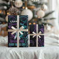 Suicide Awareness Memorial Wrapping Paper I Wear Purple and Teal For Someone I Miss - Polynesian Pride