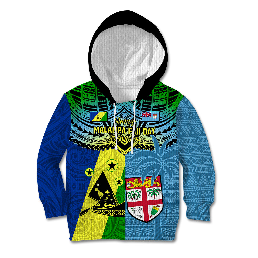 Malampa Fiji Day Kid Hoodie Together We Grow Proud Polynesian Tapa Artsy LT14 Hoodie Blue - Polynesian Pride