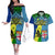 Custom Malampa Fiji Day Couples Matching Off The Shoulder Long Sleeve Dress and Hawaiian Shirt Together We Grow Proud Polynesian Tapa Artsy LT14 Blue - Polynesian Pride