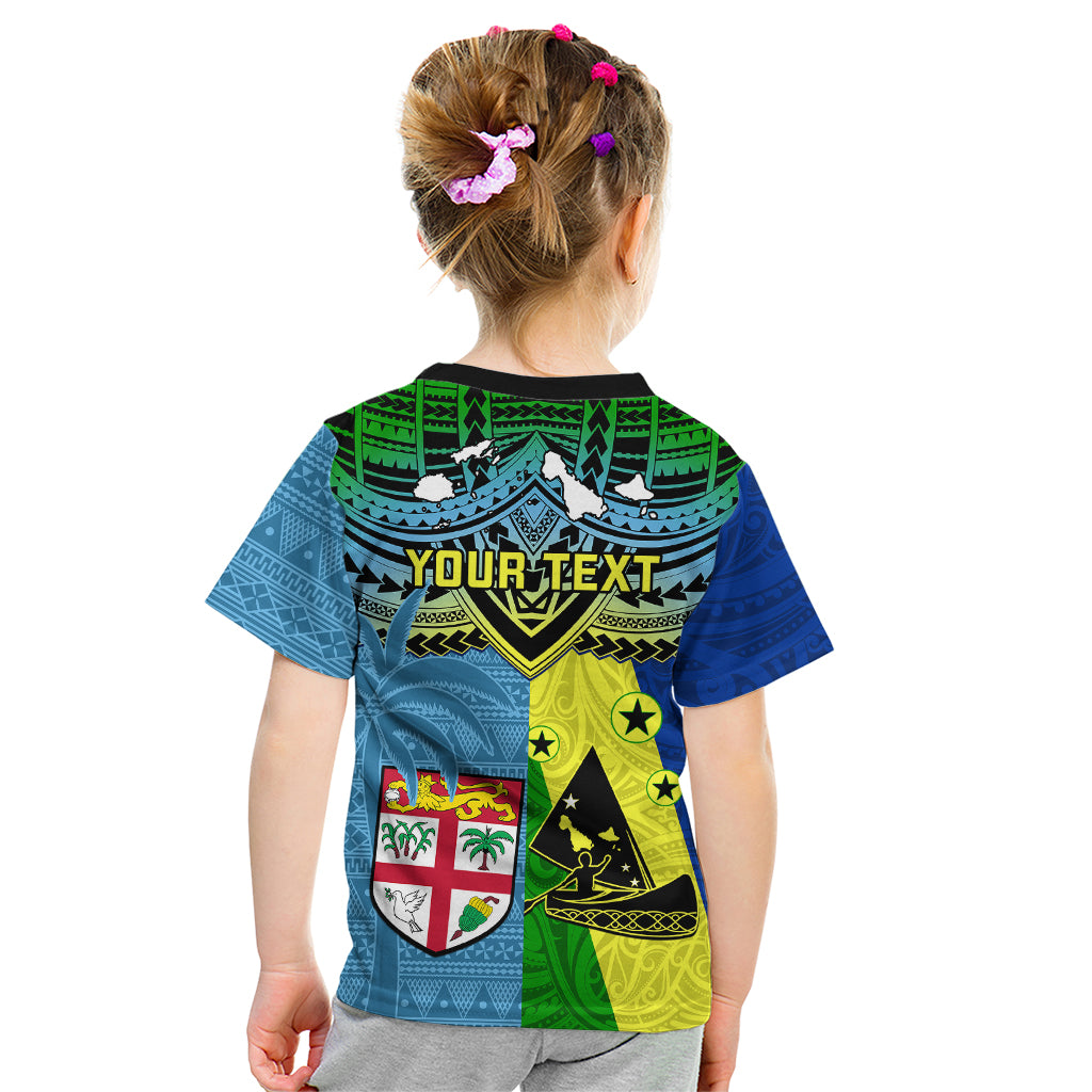 Custom Malampa Fiji Day Kid T Shirt Together We Grow Proud Polynesian Tapa Artsy LT14 - Polynesian Pride