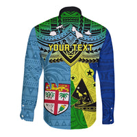 Custom Malampa Fiji Day Long Sleeve Button Shirt Together We Grow Proud Polynesian Tapa Artsy LT14 - Polynesian Pride