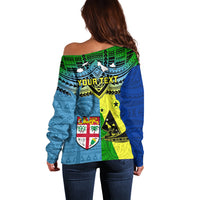 Custom Malampa Fiji Day Off Shoulder Sweater Together We Grow Proud Polynesian Tapa Artsy LT14 - Polynesian Pride