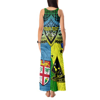 Custom Malampa Fiji Day Tank Maxi Dress Together We Grow Proud Polynesian Tapa Artsy LT14 - Polynesian Pride