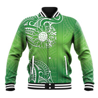Polynesia Depression Awareness Baseball Jacket Sunflower Green Ribbons Polynesian Tattoo LT14 Unisex Green - Polynesian Pride