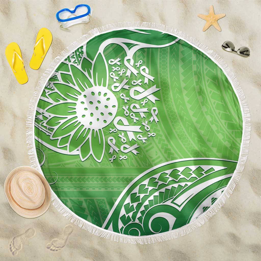 Polynesia Depression Awareness Beach Blanket Sunflower Green Ribbons Polynesian Tattoo