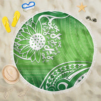 Polynesia Depression Awareness Beach Blanket Sunflower Green Ribbons Polynesian Tattoo LT14 One Size 150cm Green - Polynesian Pride