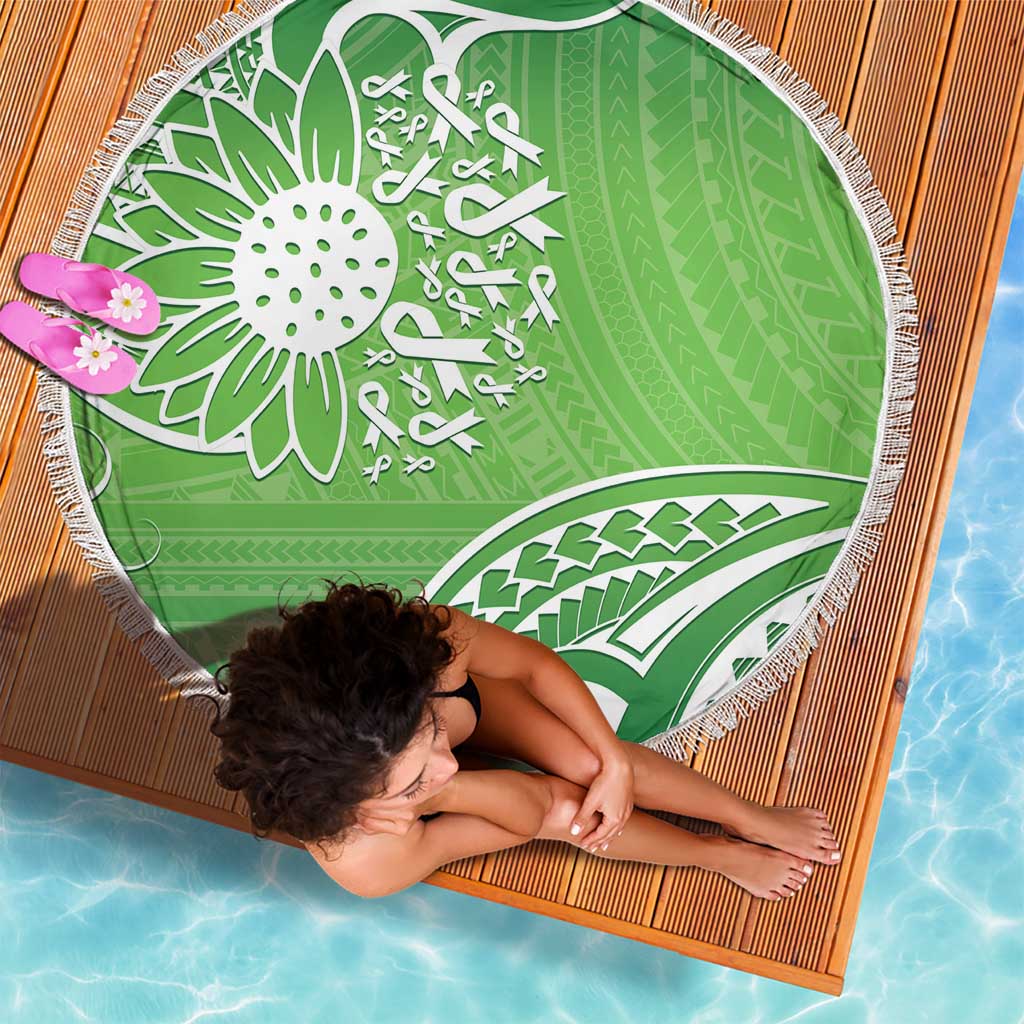 Polynesia Depression Awareness Beach Blanket Sunflower Green Ribbons Polynesian Tattoo LT14 - Polynesian Pride