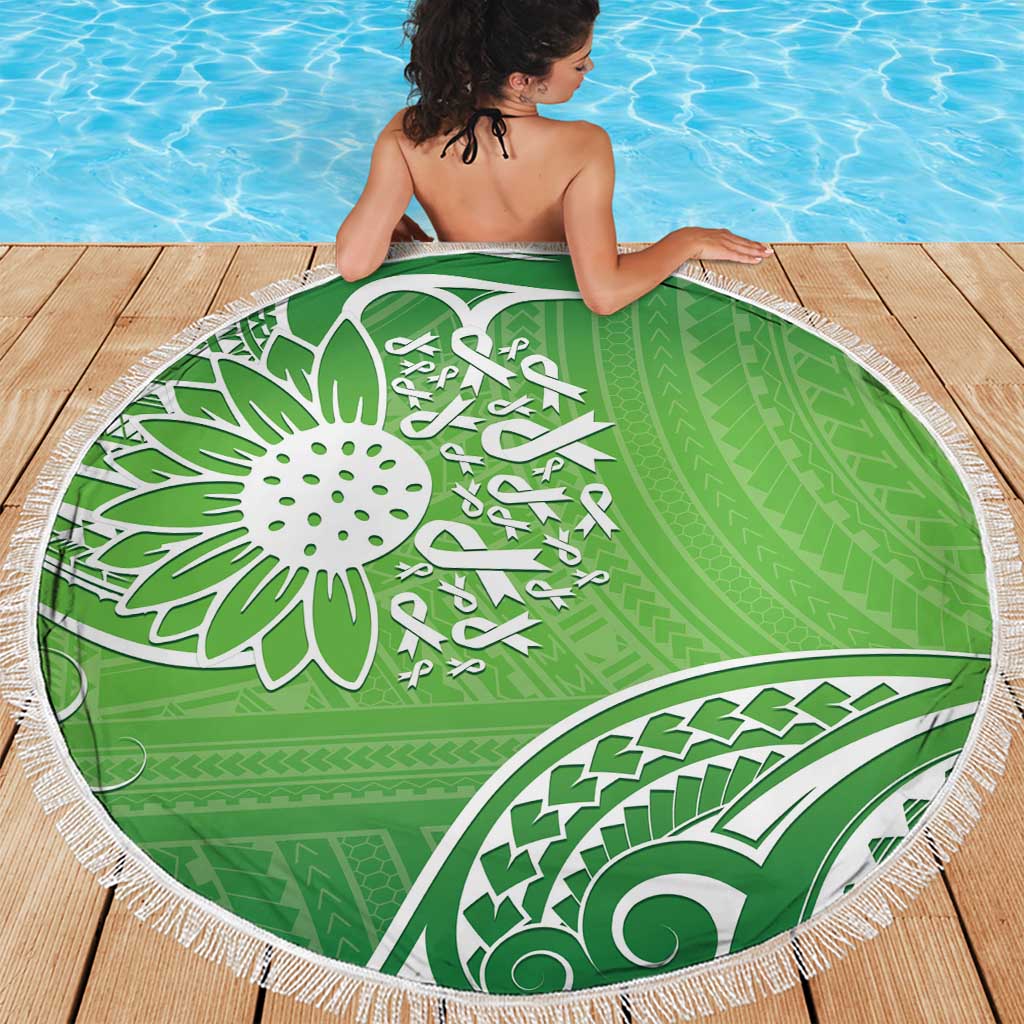 Polynesia Depression Awareness Beach Blanket Sunflower Green Ribbons Polynesian Tattoo LT14 - Polynesian Pride