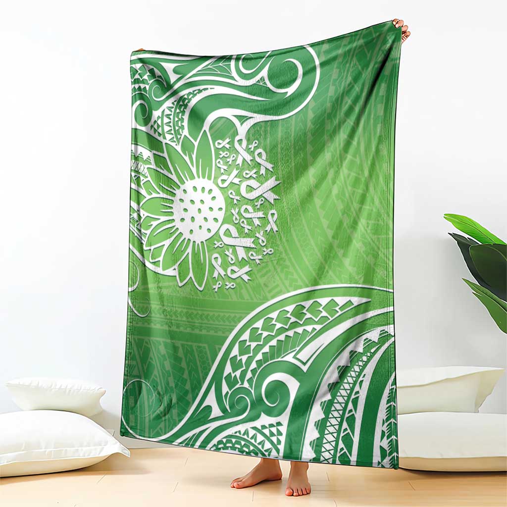 Polynesia Depression Awareness Blanket Sunflower Green Ribbons Polynesian Tattoo LT14 - Polynesian Pride