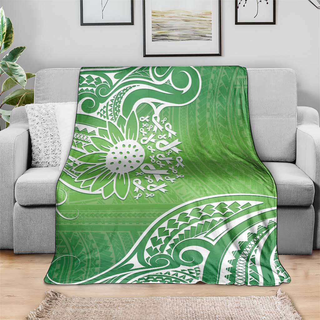 Polynesia Depression Awareness Blanket Sunflower Green Ribbons Polynesian Tattoo LT14 - Polynesian Pride