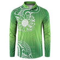 Polynesia Depression Awareness Button Sweatshirt Sunflower Green Ribbons Polynesian Tattoo LT14 Green - Polynesian Pride