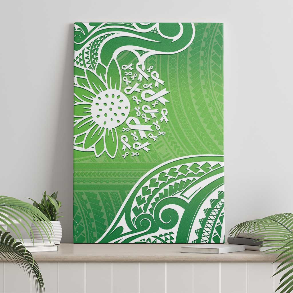 Polynesia Depression Awareness Canvas Wall Art Sunflower Green Ribbons Polynesian Tattoo LT14 - Polynesian Pride