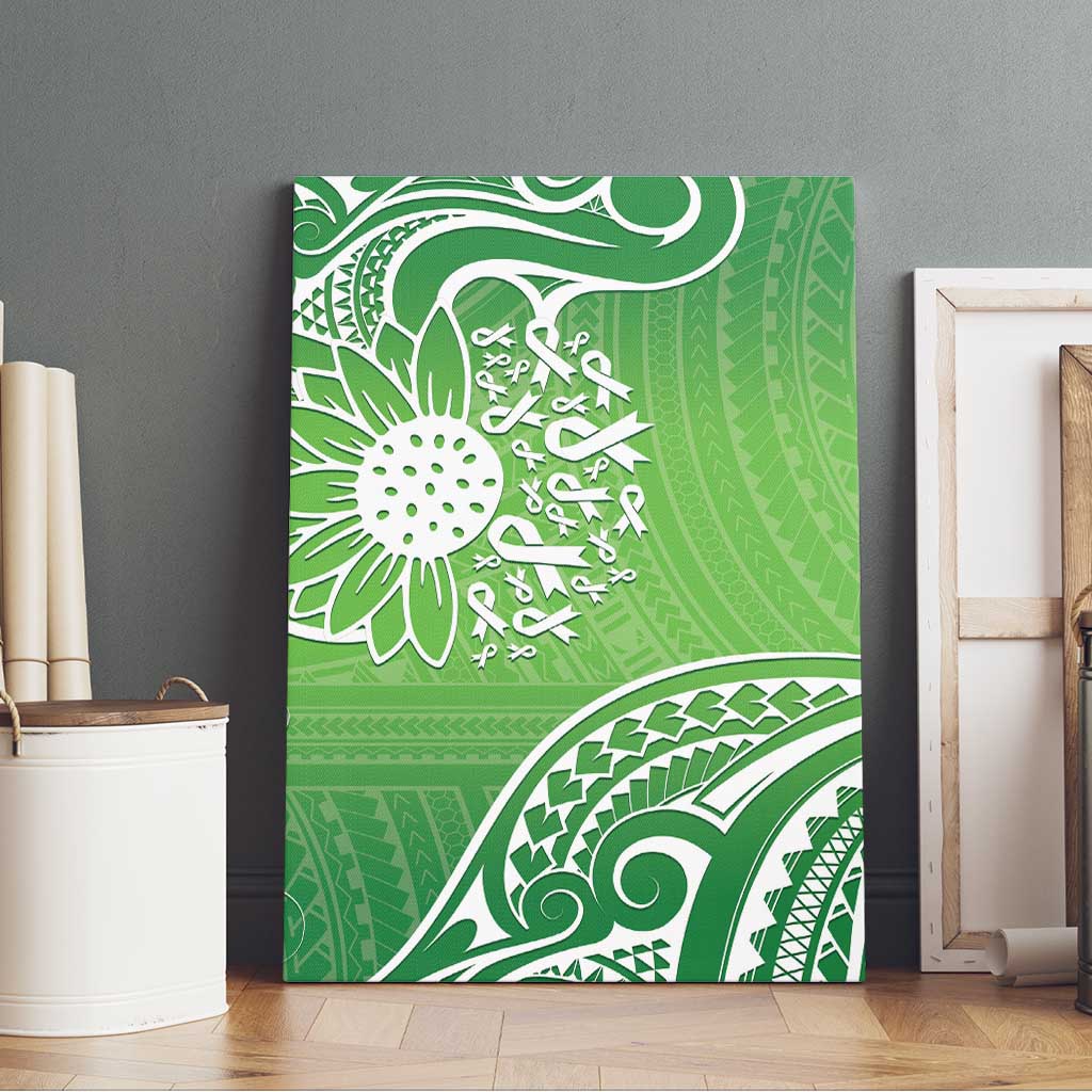Polynesia Depression Awareness Canvas Wall Art Sunflower Green Ribbons Polynesian Tattoo LT14 - Polynesian Pride