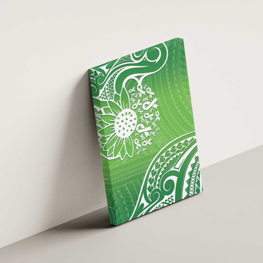 Polynesia Depression Awareness Canvas Wall Art Sunflower Green Ribbons Polynesian Tattoo LT14 - Polynesian Pride