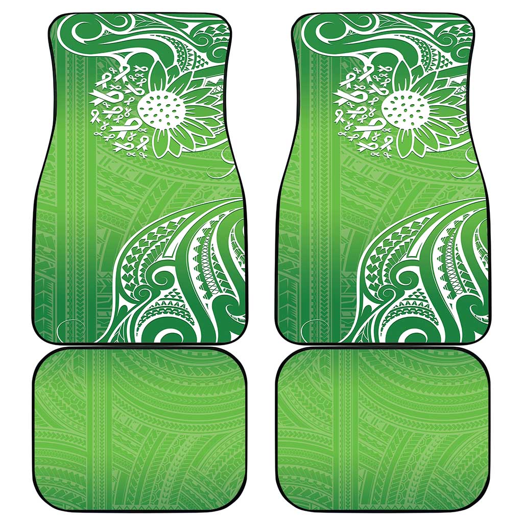 Polynesia Depression Awareness Car Mats Sunflower Green Ribbons Polynesian Tattoo LT14 - Polynesian Pride