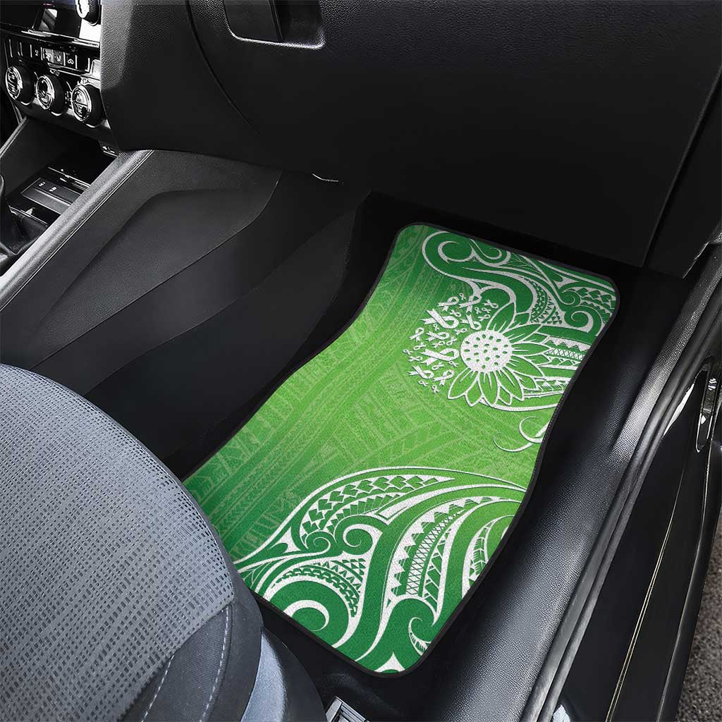 Polynesia Depression Awareness Car Mats Sunflower Green Ribbons Polynesian Tattoo LT14 - Polynesian Pride