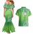 Polynesia Depression Awareness Couples Matching Mermaid Dress and Hawaiian Shirt Sunflower Green Ribbons Polynesian Tattoo