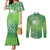 Polynesia Depression Awareness Couples Matching Mermaid Dress and Long Sleeve Button Shirt Sunflower Green Ribbons Polynesian Tattoo