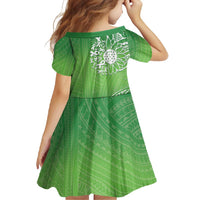 Polynesia Depression Awareness Family Matching Off Shoulder Maxi Dress and Hawaiian Shirt Sunflower Green Ribbons Polynesian Tattoo