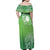 Polynesia Depression Awareness Family Matching Off Shoulder Maxi Dress and Hawaiian Shirt Sunflower Green Ribbons Polynesian Tattoo