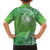 Polynesia Depression Awareness Family Matching Off Shoulder Short Dress and Hawaiian Shirt Sunflower Green Ribbons Polynesian Tattoo