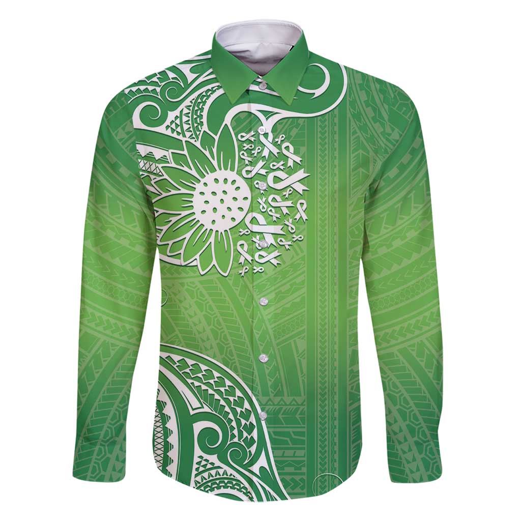 Polynesia Depression Awareness Family Matching Summer Maxi Dress and Hawaiian Shirt Sunflower Green Ribbons Polynesian Tattoo