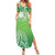 Polynesia Depression Awareness Family Matching Summer Maxi Dress and Hawaiian Shirt Sunflower Green Ribbons Polynesian Tattoo