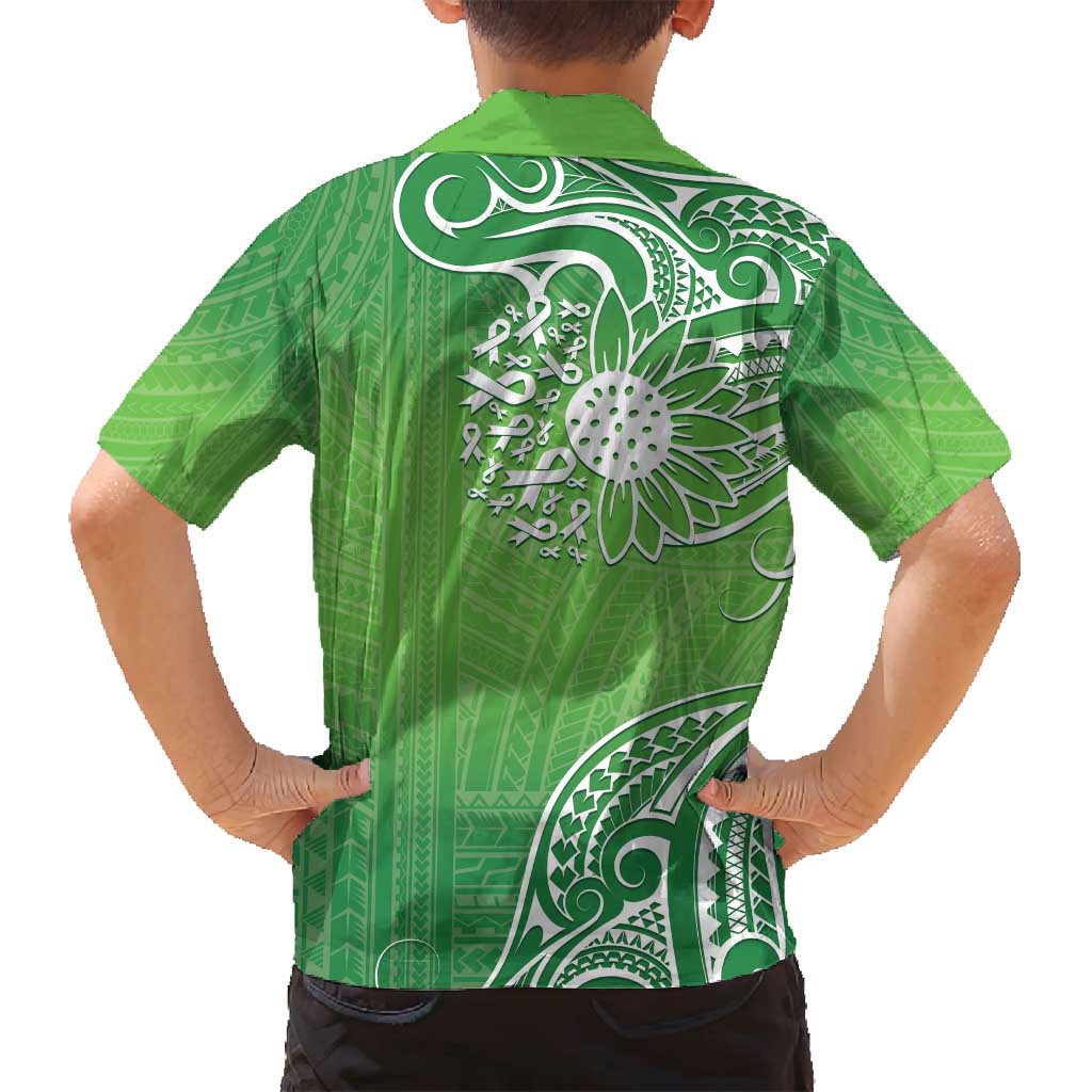 Polynesia Depression Awareness Family Matching Tank Maxi Dress and Hawaiian Shirt Sunflower Green Ribbons Polynesian Tattoo LT14 - Polynesian Pride