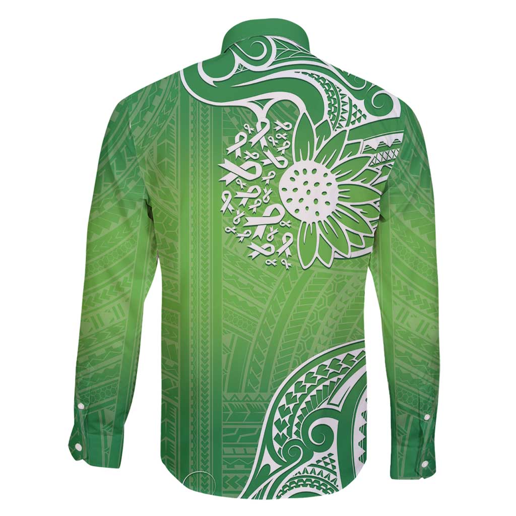 Polynesia Depression Awareness Family Matching Tank Maxi Dress and Hawaiian Shirt Sunflower Green Ribbons Polynesian Tattoo LT14 - Polynesian Pride