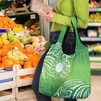 Polynesia Depression Awareness Grocery Bag Sunflower Green Ribbons Polynesian Tattoo LT14 - Polynesian Pride