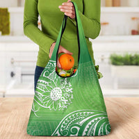 Polynesia Depression Awareness Grocery Bag Sunflower Green Ribbons Polynesian Tattoo LT14 - Polynesian Pride