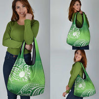 Polynesia Depression Awareness Grocery Bag Sunflower Green Ribbons Polynesian Tattoo LT14 - Polynesian Pride