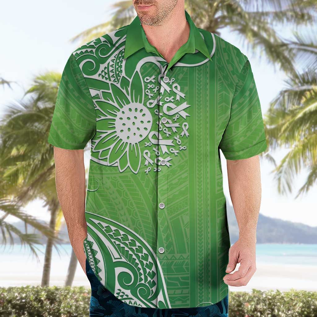 Polynesia Depression Awareness Hawaiian Shirt Sunflower Green Ribbons Polynesian Tattoo LT14 - Polynesian Pride