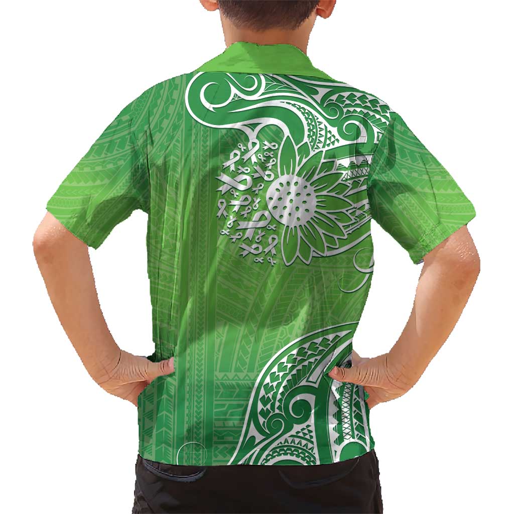 Polynesia Depression Awareness Hawaiian Shirt Sunflower Green Ribbons Polynesian Tattoo LT14 - Polynesian Pride