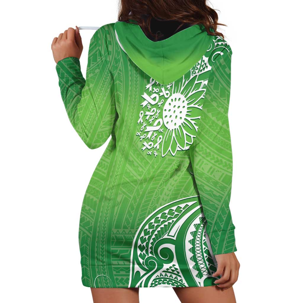 Polynesia Depression Awareness Hoodie Dress Sunflower Green Ribbons Polynesian Tattoo LT14 - Polynesian Pride