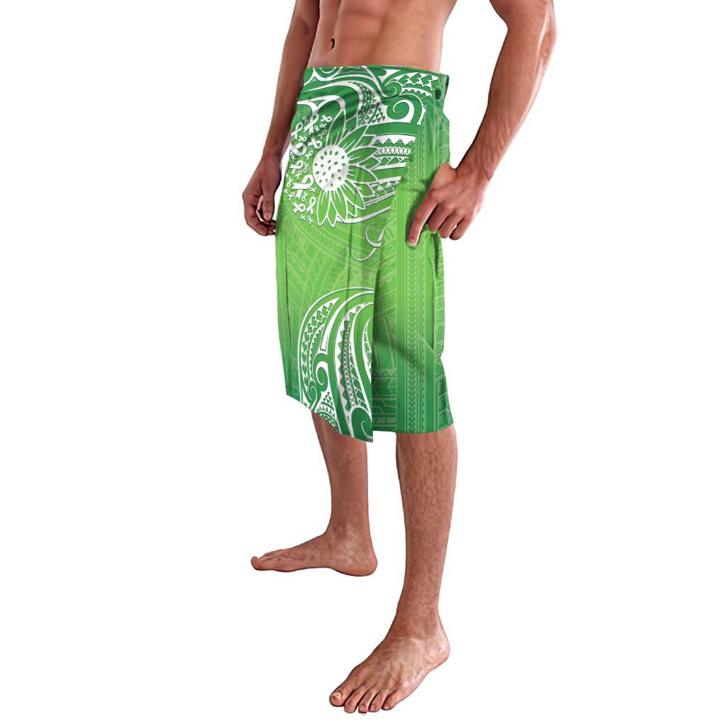 Polynesia Depression Awareness Lavalava Sunflower Green Ribbons Polynesian Tattoo LT14 - Polynesian Pride