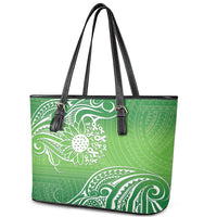 Polynesia Depression Awareness Leather Tote Bag Sunflower Green Ribbons Polynesian Tattoo LT14 - Polynesian Pride