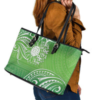 Polynesia Depression Awareness Leather Tote Bag Sunflower Green Ribbons Polynesian Tattoo LT14 - Polynesian Pride