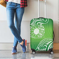 Polynesia Depression Awareness Luggage Cover Sunflower Green Ribbons Polynesian Tattoo LT14 - Polynesian Pride