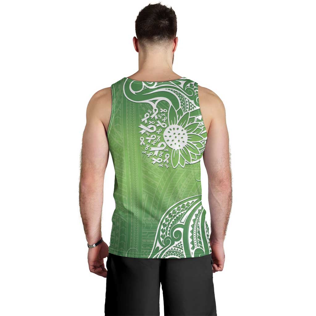 Polynesia Depression Awareness Men Tank Top Sunflower Green Ribbons Polynesian Tattoo LT14 - Polynesian Pride