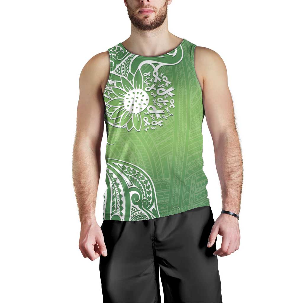 Polynesia Depression Awareness Men Tank Top Sunflower Green Ribbons Polynesian Tattoo LT14 - Polynesian Pride