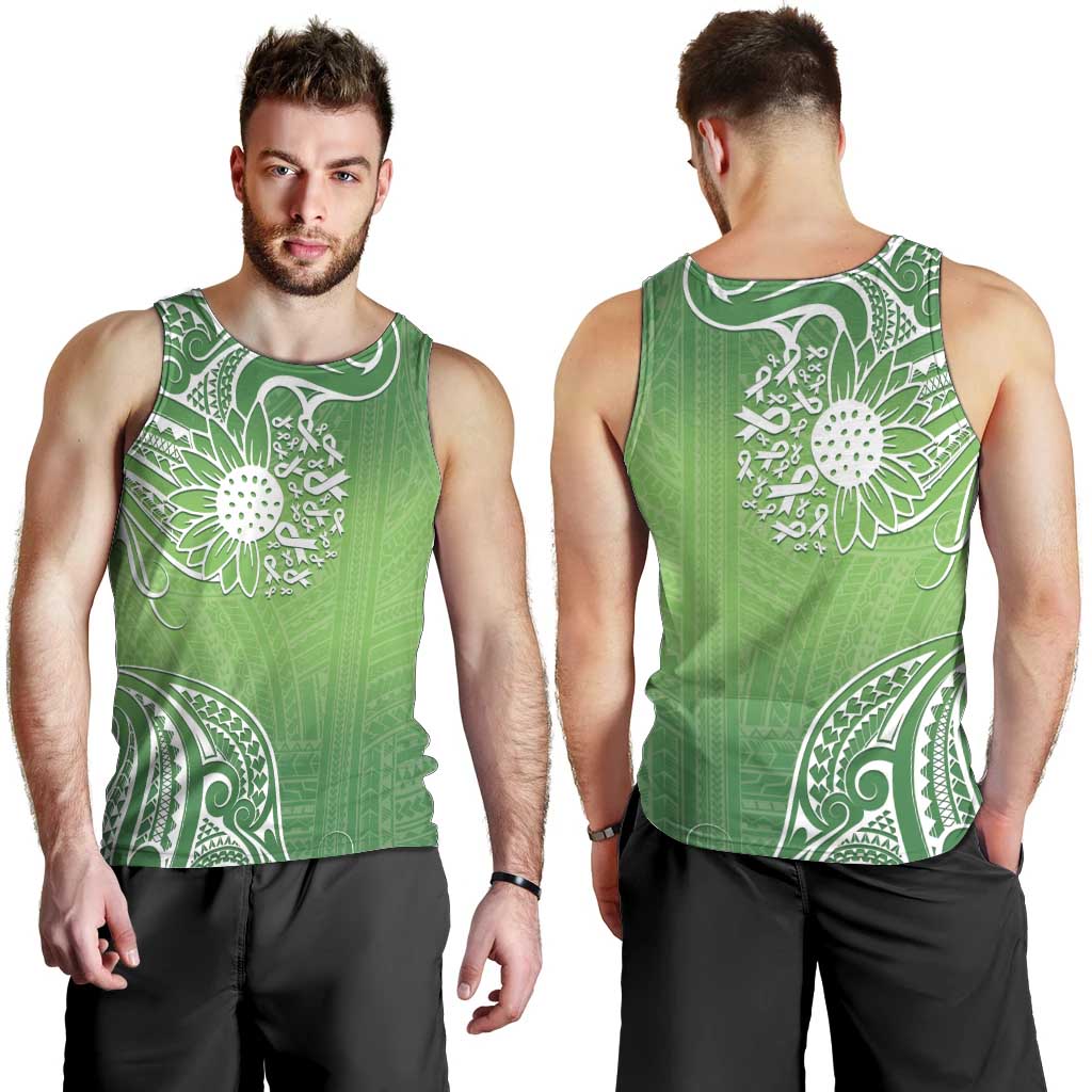 Polynesia Depression Awareness Men Tank Top Sunflower Green Ribbons Polynesian Tattoo LT14 - Polynesian Pride