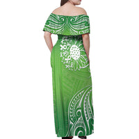 Polynesia Depression Awareness Off Shoulder Maxi Dress Sunflower Green Ribbons Polynesian Tattoo LT14 - Polynesian Pride