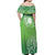 Polynesia Depression Awareness Off Shoulder Maxi Dress Sunflower Green Ribbons Polynesian Tattoo