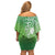 Polynesia Depression Awareness Off Shoulder Short Dress Sunflower Green Ribbons Polynesian Tattoo