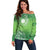 Polynesia Depression Awareness Off Shoulder Sweater Sunflower Green Ribbons Polynesian Tattoo