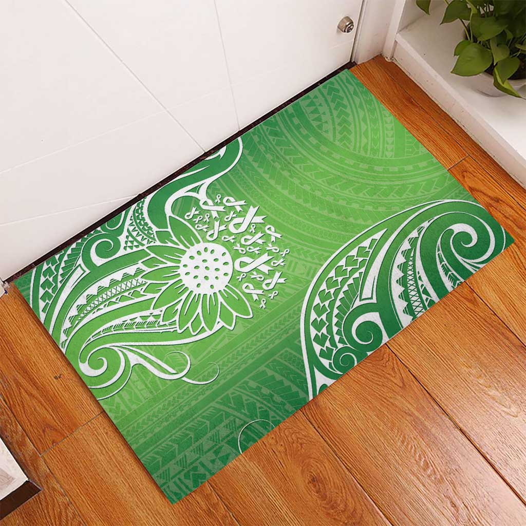 Polynesia Depression Awareness Rubber Doormat Sunflower Green Ribbons Polynesian Tattoo LT14 - Polynesian Pride
